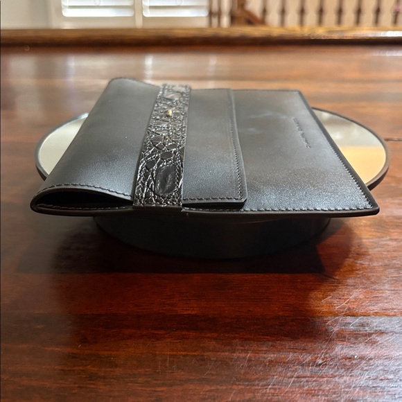 GIUSEPPE ZANOTTI Black Leather Envelope Clutch